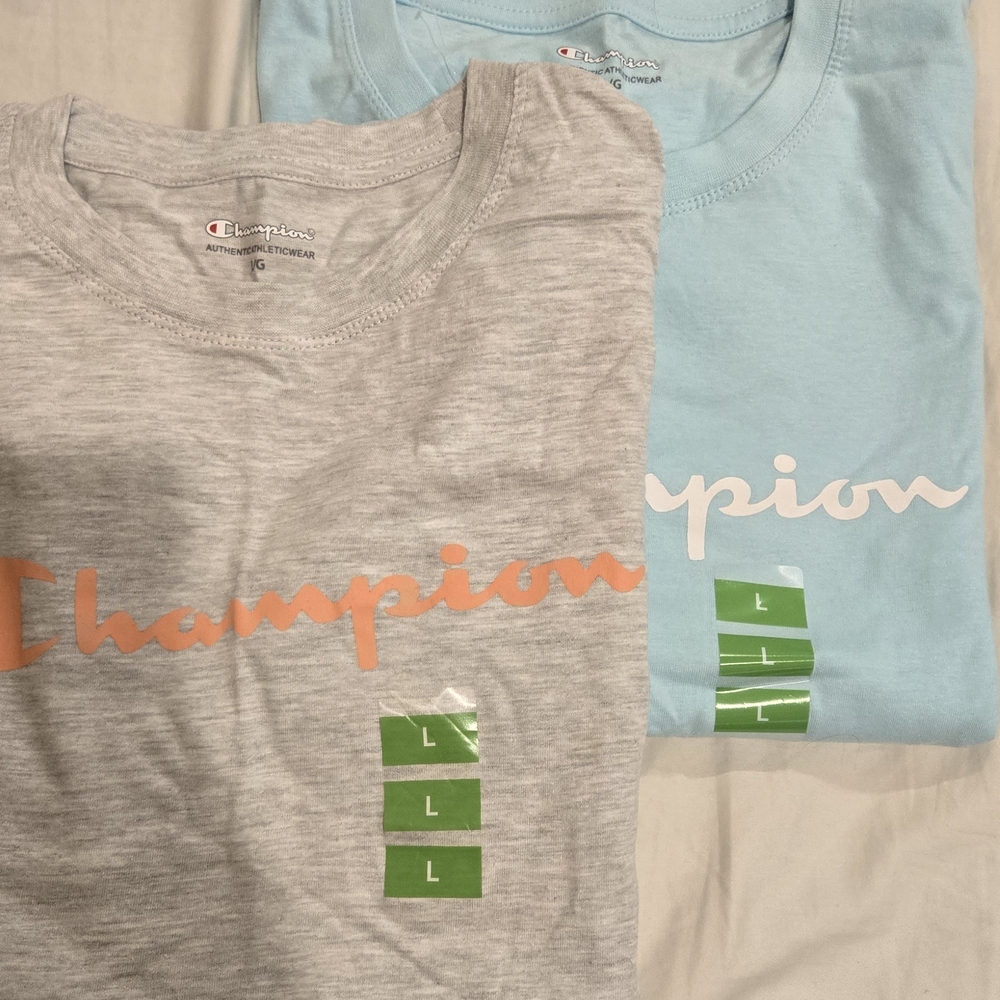 Champion Ladies Gray and Light Blue Tees